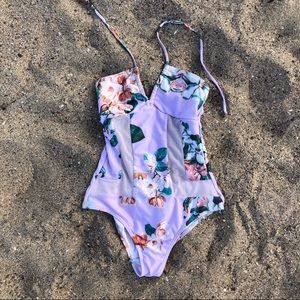 One piece floral swim suit